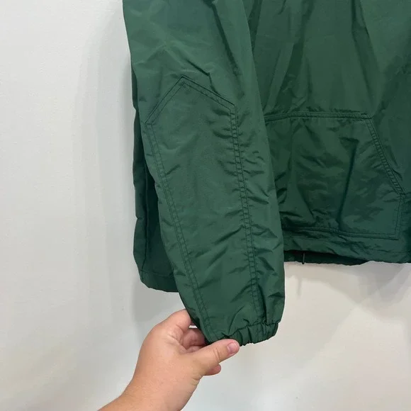 American Giant Mens Jacket XL Green 1/4 Zip Soft Shell Hood Nylon Pocket Popover - Picture 3 of 11